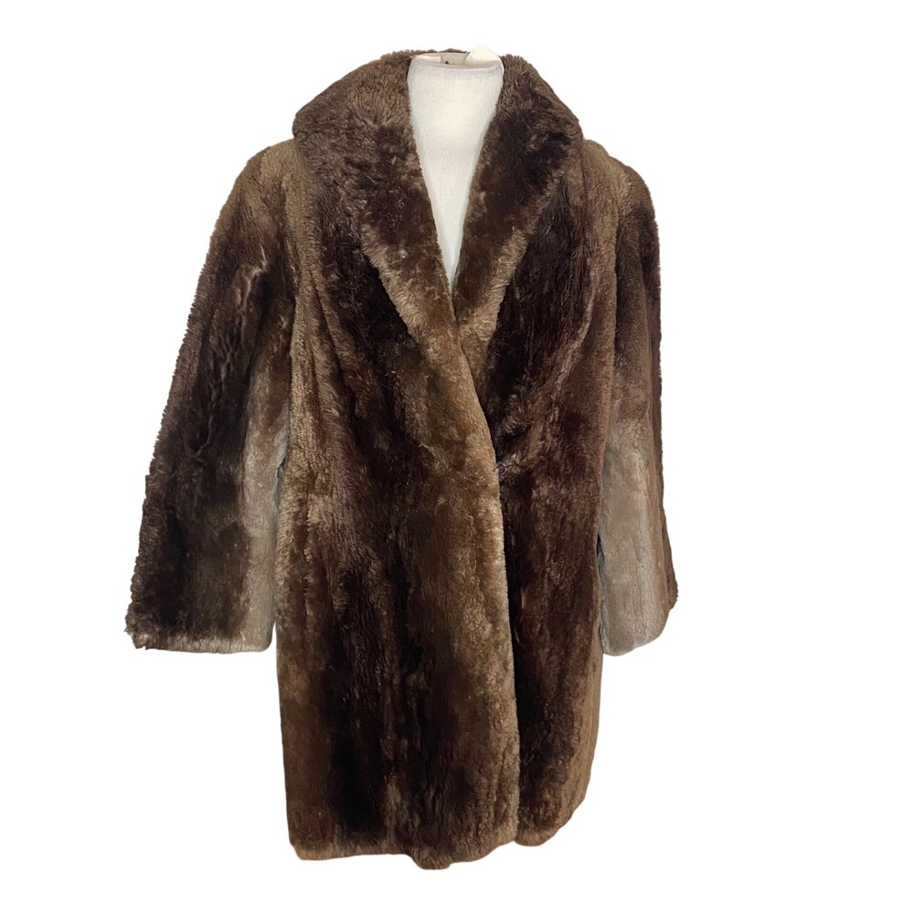 Vintage 50's‎ beaver Coat Brown Mid Length Winter Glam